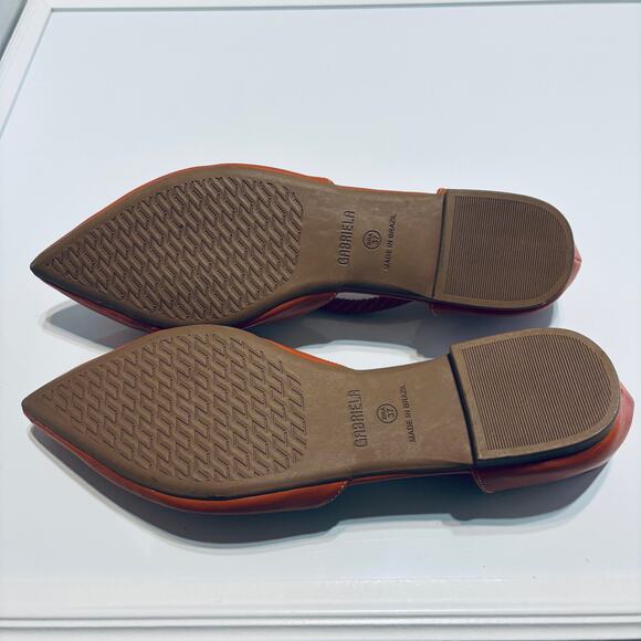 Gabriela Pumpkin Orange Beads Pointed Toe Flats Size BRAZIL 37 US 8 - Picture 6 of 12